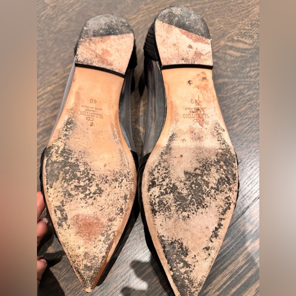 Authentic Valentino Garavani Leather & PVC Flats – Black – Size 40 - Picture 5 of 10